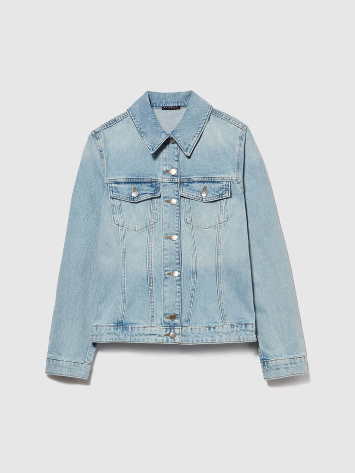 Slim fit denim jacket - women's jackets - Light Blue | Sisley image number 6